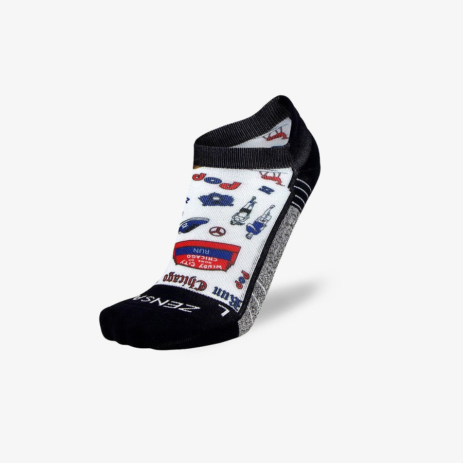 Limited Edition Zensah | Chicago Doodle (No Show) Socks White