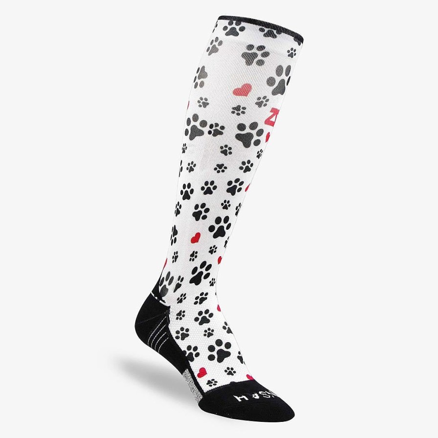 Limited Edition Zensah | Paw Prints Compression Socks (Knee-High) White