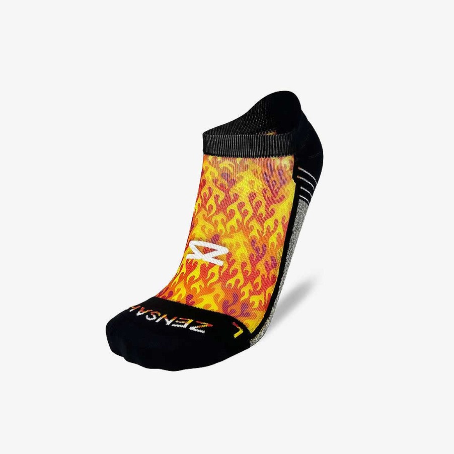 Limited Edition Zensah | Flames Running Socks (No Show) Yellow/Red