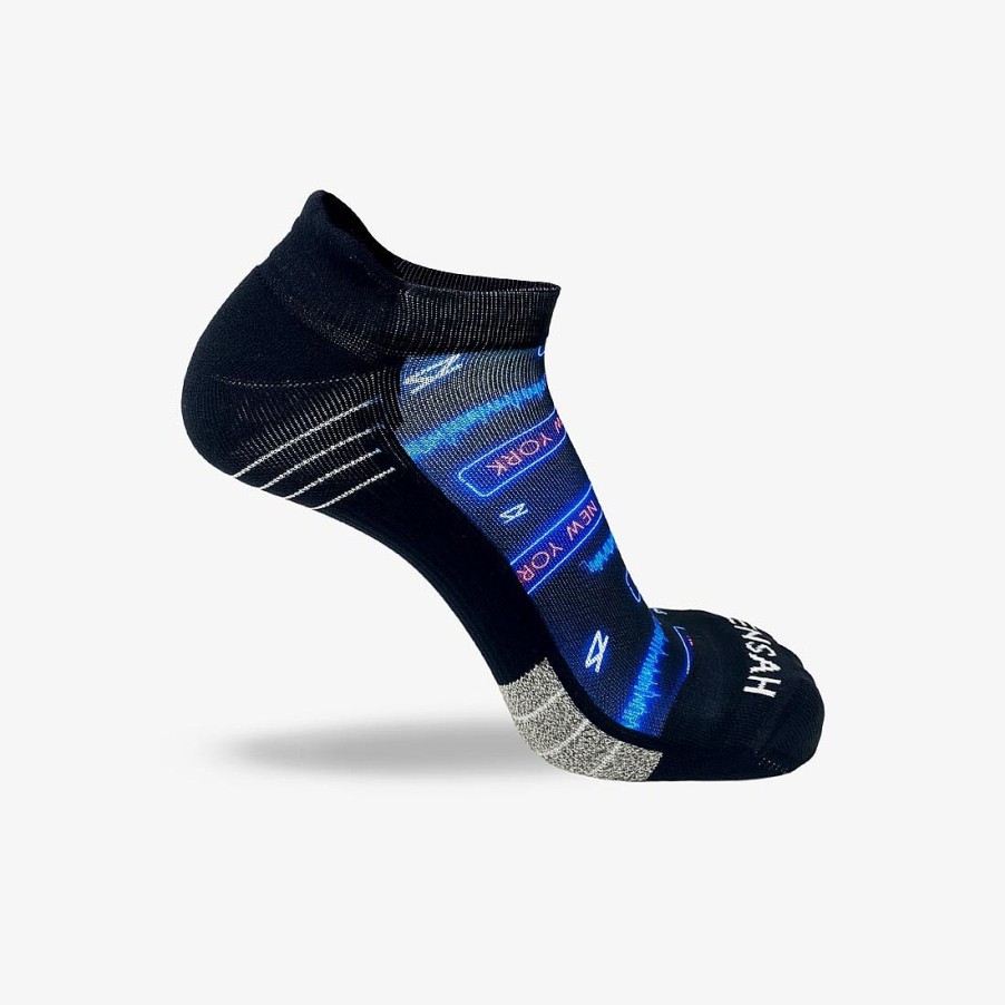 Limited Edition Zensah | Neon Nyc Running Socks (No Show) Navy