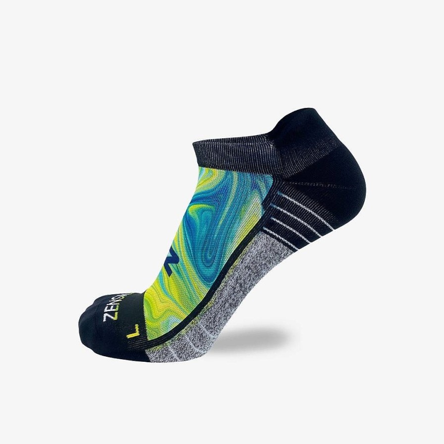 Limited Edition Zensah | Marbleized Running Socks (No Show) Blue/Green