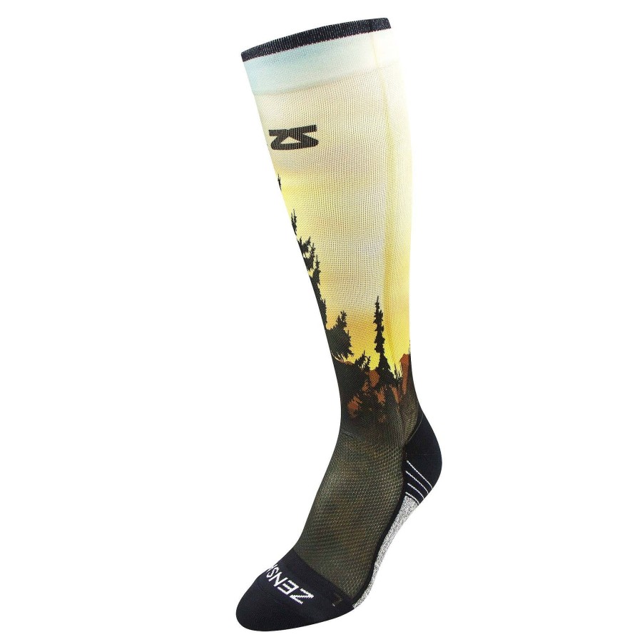 Men Zensah | Mountain Sunset Compression Socks (Knee-High) Gold