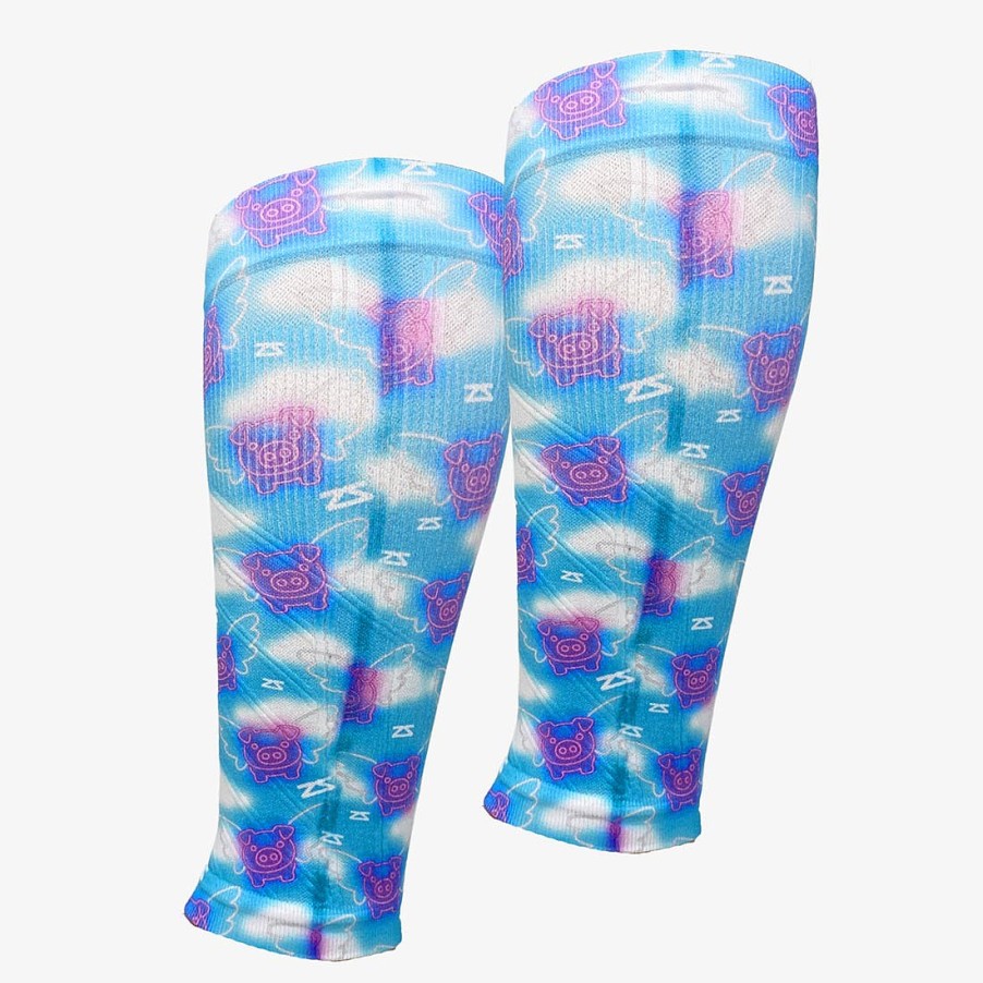 Men Zensah | Neon Flying Pigs Compression Leg Sleeves Navy