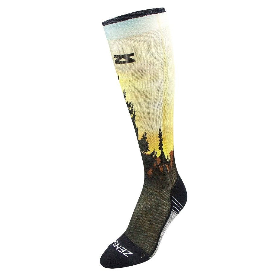 Limited Edition Zensah | Mountain Sunset Compression Socks (Knee-High) Gold