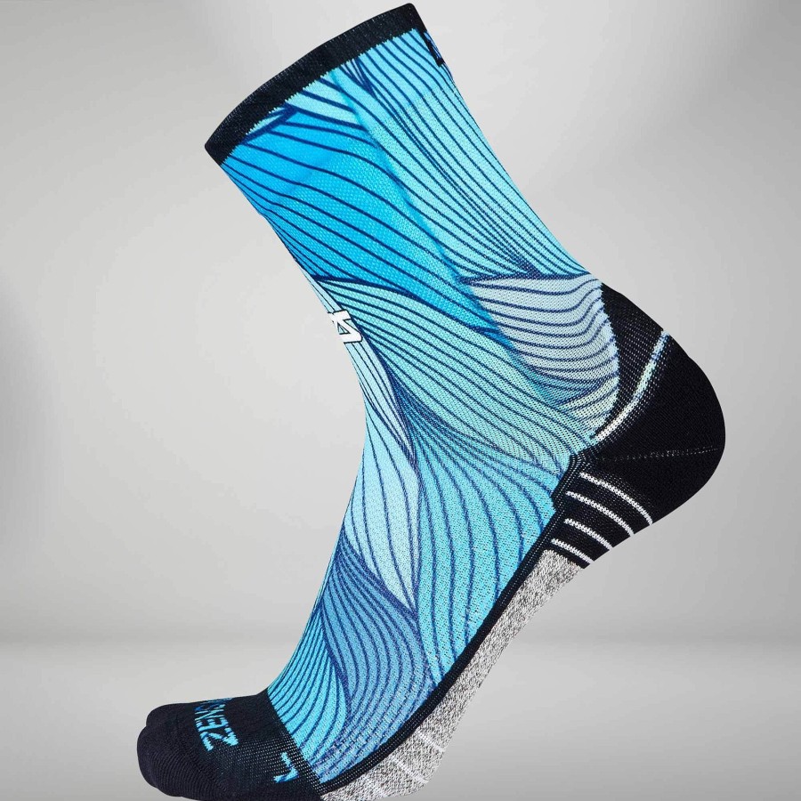 Limited Edition Zensah | Abstract Waves Socks (Mini Crew) Blues