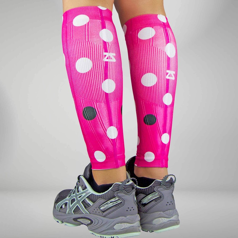 Men Zensah | Polka Dot Compression Leg Sleeves Neon Pink