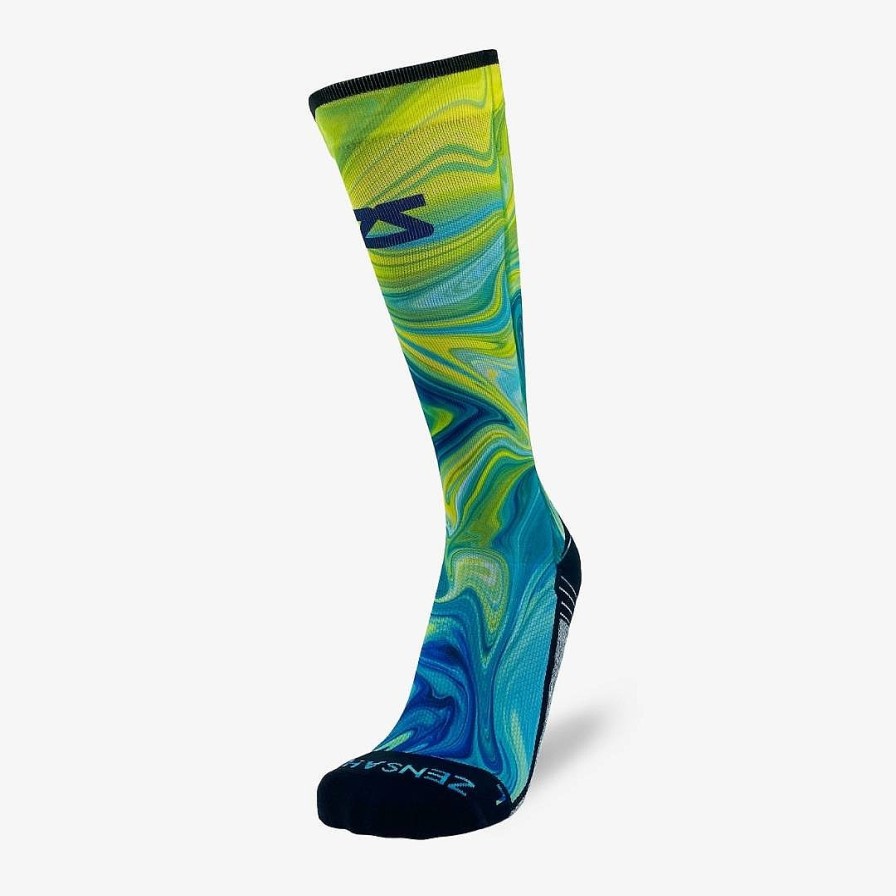 Men Zensah | Marbleized Compression Socks (Knee-High) Blue/Green