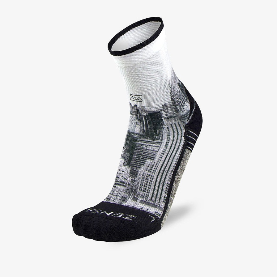 Men Zensah | Nyc Empire State Socks (Mini Crew) Greyscale