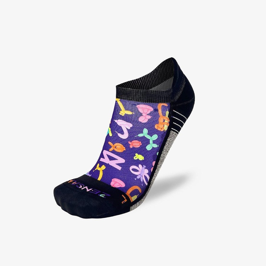 Men Zensah | Balloon Animals Running Socks (No Show) Purple