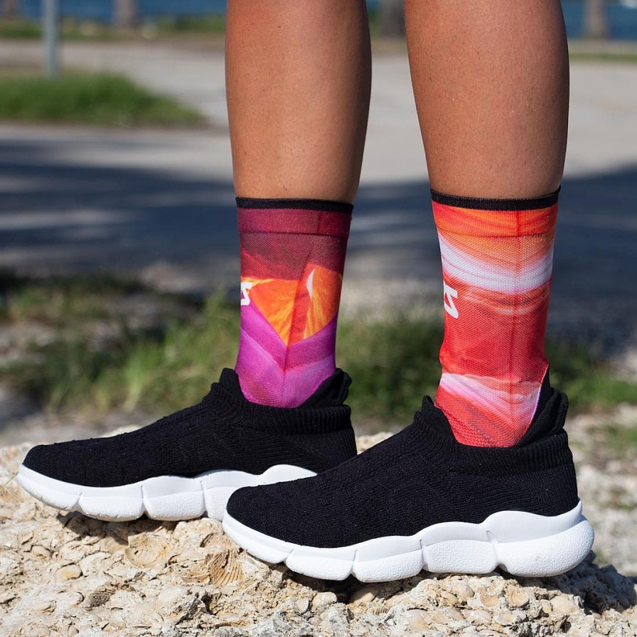 Men Zensah | Nature Canyon Socks (Mini-Crew) Hot Pink/Neon Orange