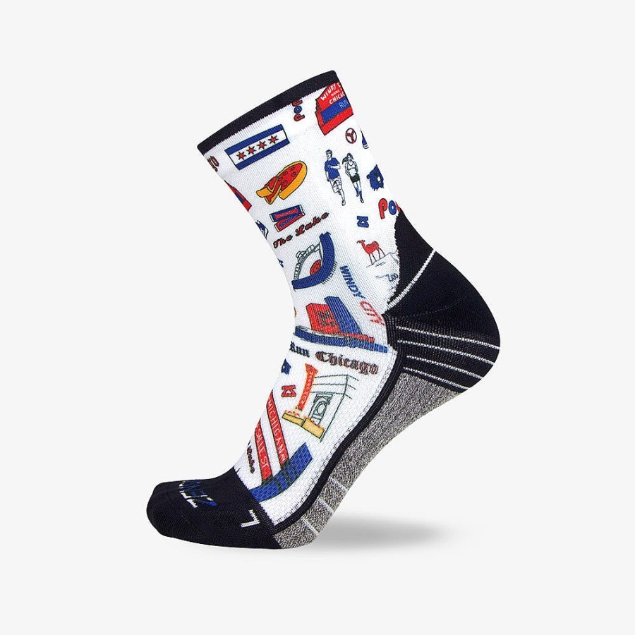 Limited Edition Zensah | Chicago Doodle Socks (Mini-Crew) White