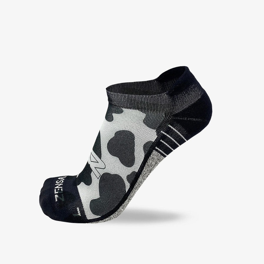 Limited Edition Zensah | Cow Print Running Socks (No Show) White