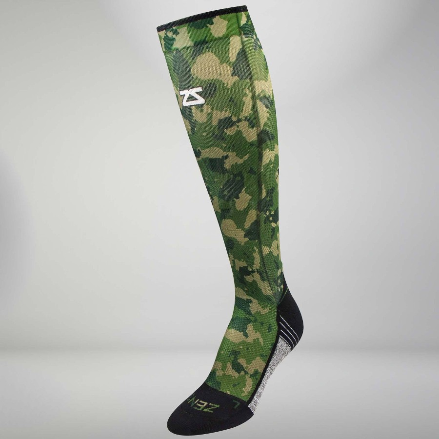 Men Zensah | Camo Compression Socks (Knee-High) Army Green