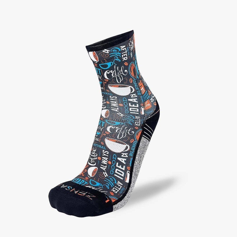 Men Zensah | Coffee Doodle Socks (Mini-Crew) Charcoal