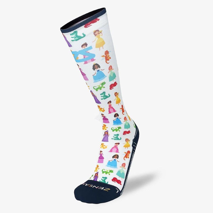 Limited Edition Zensah | Princesses And Dragons Compression Socks (Knee-High) White