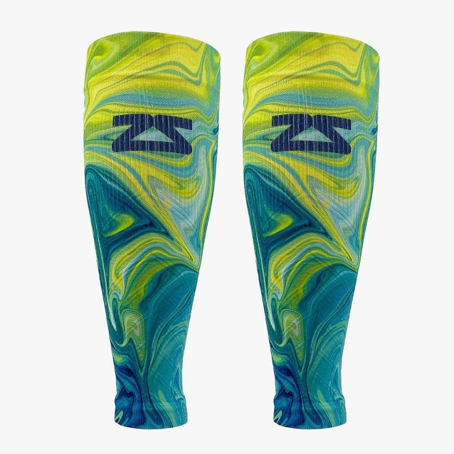 Men Zensah | Marbleized Compression Leg Sleeves Blue/Green