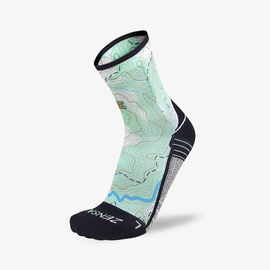 Limited Edition Zensah | Topography Socks (Mini Crew) Green