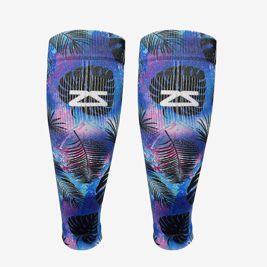 Limited Edition Zensah | Palm Leaves Compression Leg Sleeves Blue/Pink