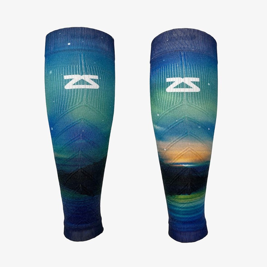 Men Zensah | Lake Aurora Compression Leg Sleeves Blue/Green