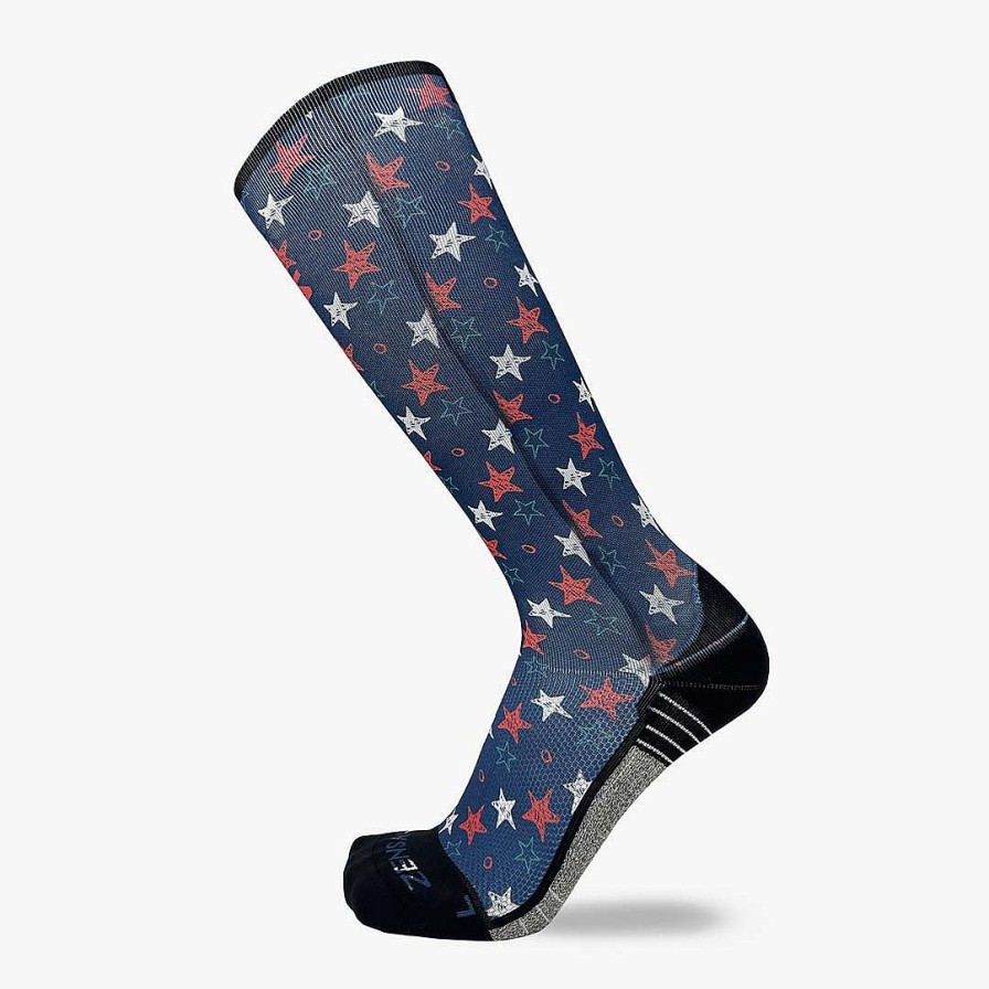 Men Zensah | Illustrated Stars Compression Socks (Knee-High) Navy