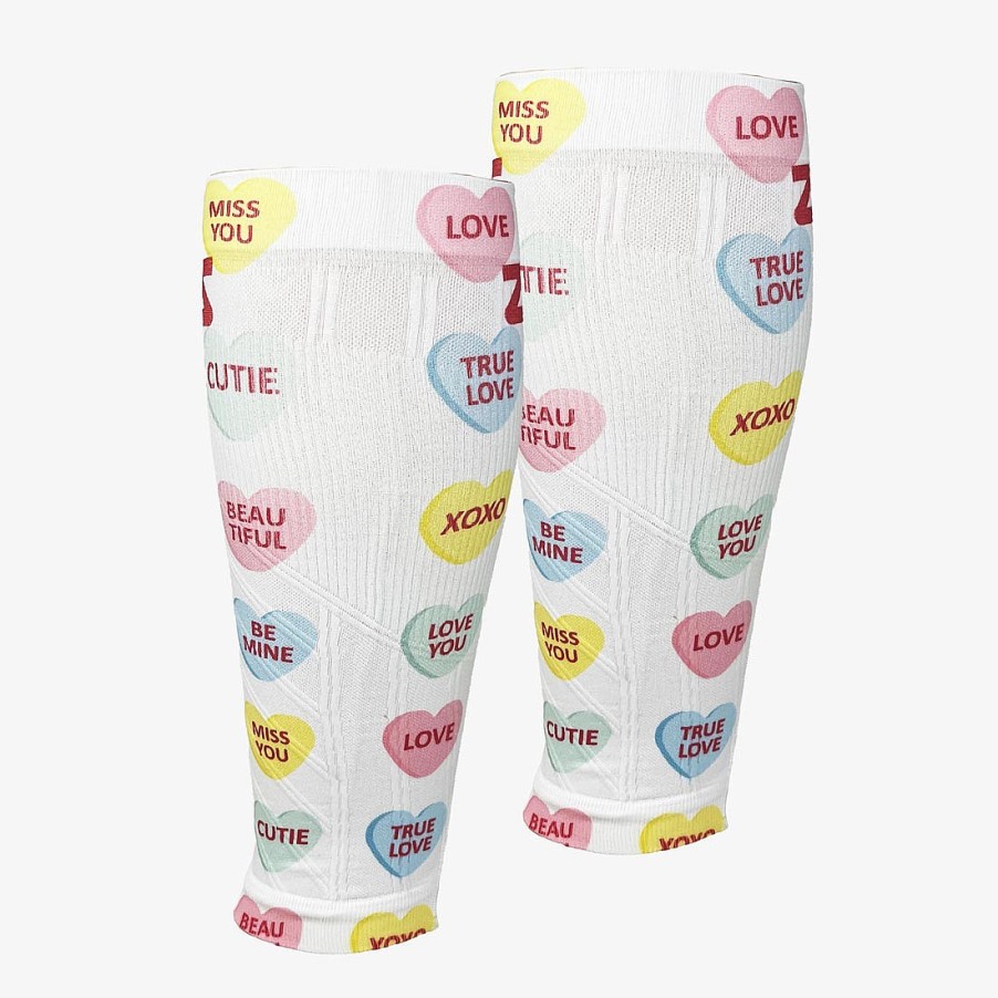 Limited Edition Zensah | Candy Hearts Compression Leg Sleeves White