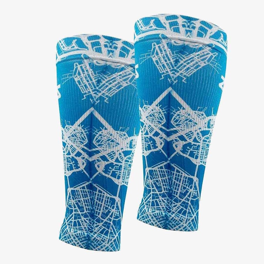 Men Zensah | Boston Map Compression Leg Sleeves Teal