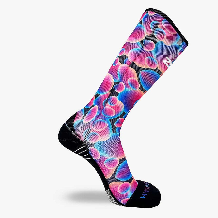 Men Zensah | Lava Lamp Compression Socks (Knee-High) Black/Aqua/Neon Pink