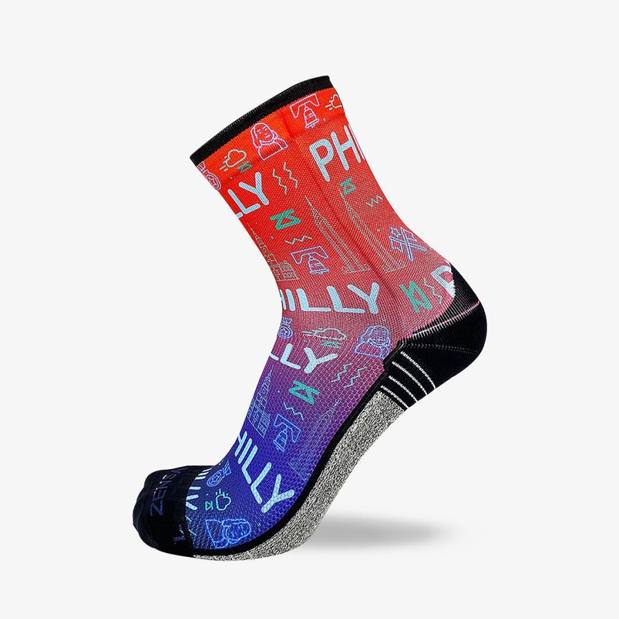 Limited Edition Zensah | Neon Philly Socks (Mini-Crew) Blue/Red