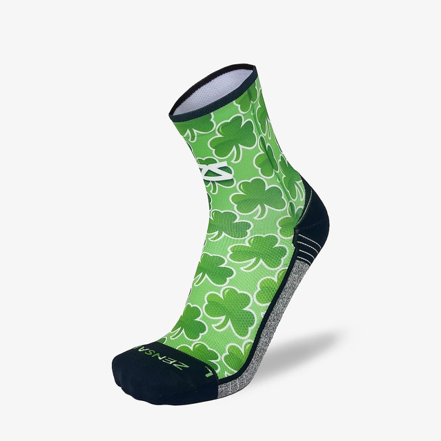 Limited Edition Zensah | Classic Shamrocks Running Socks (Mini-Crew) Mint Green