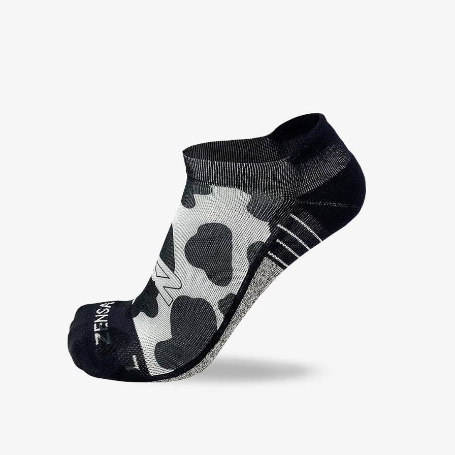 Men Zensah | Cow Print Running Socks (No Show) White