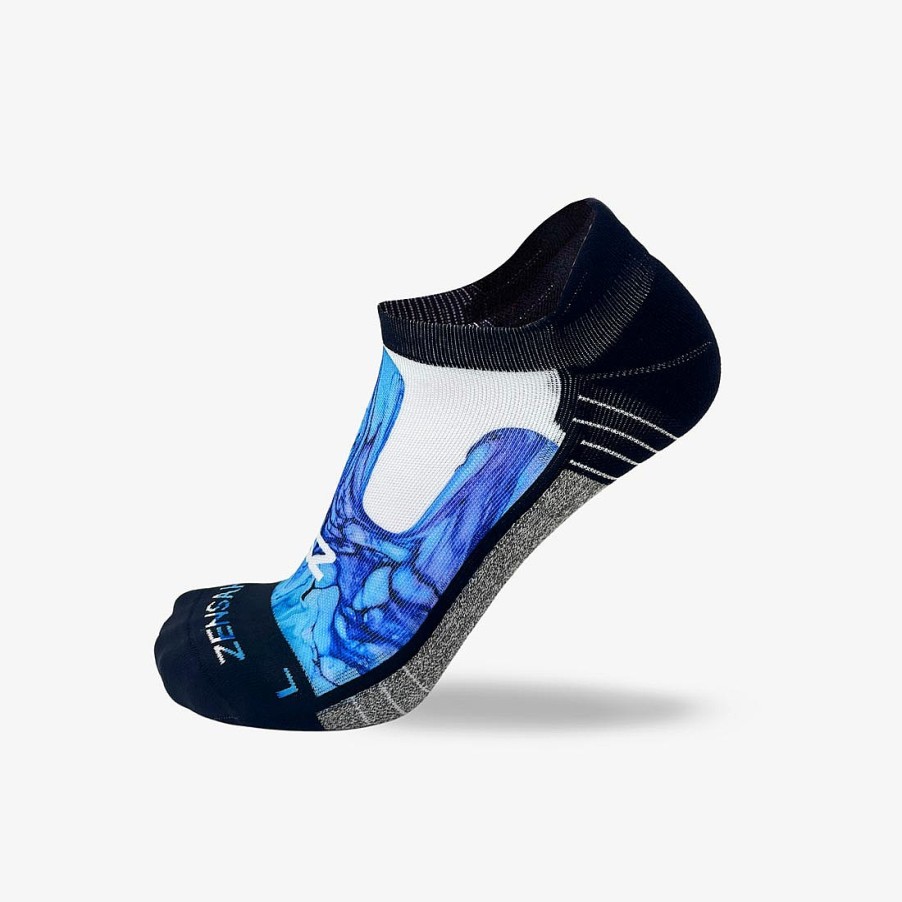 Men Zensah | Fluid Drips Running Socks (No Show) Blue/White