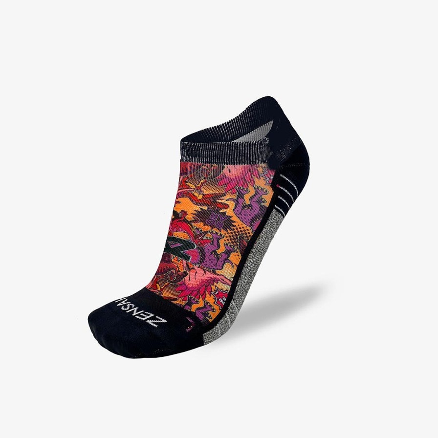 Limited Edition Zensah | Dino Comic Running Socks (No Show) Orange/Purple