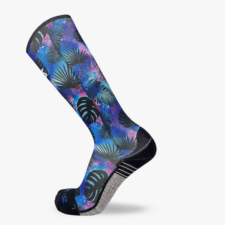 Men Zensah | Palm Leaves Compression Socks (Knee-High) Blue/Pink