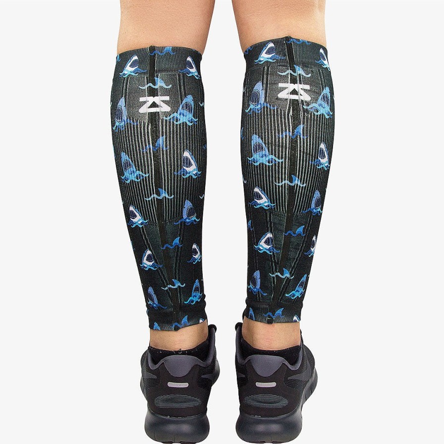 Limited Edition Zensah | Sharks Compression Leg Sleeves Black