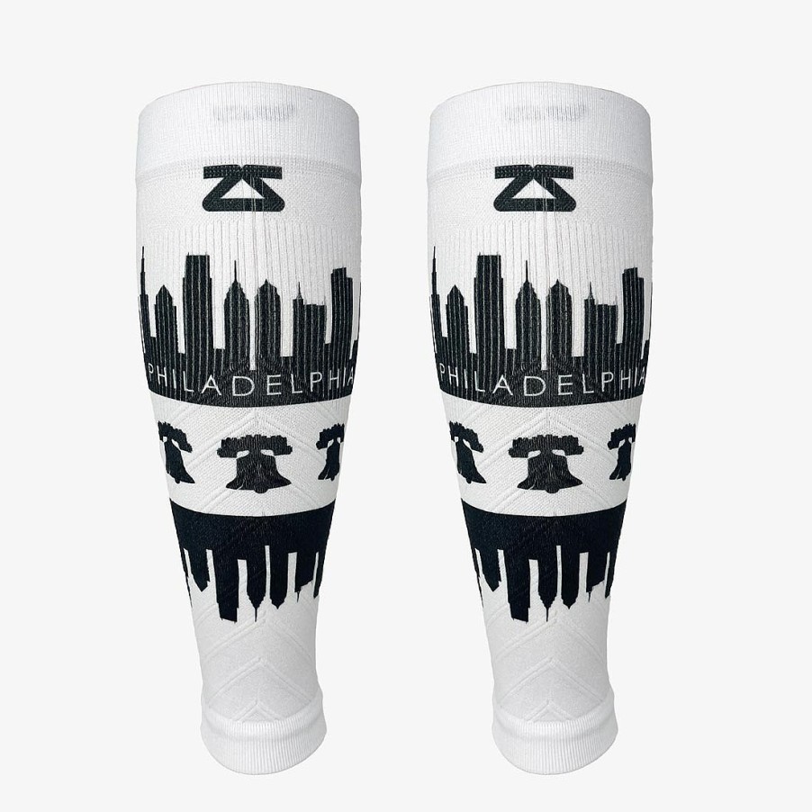 Limited Edition Zensah | Philadelphia Skyline Compression Leg Sleeves White