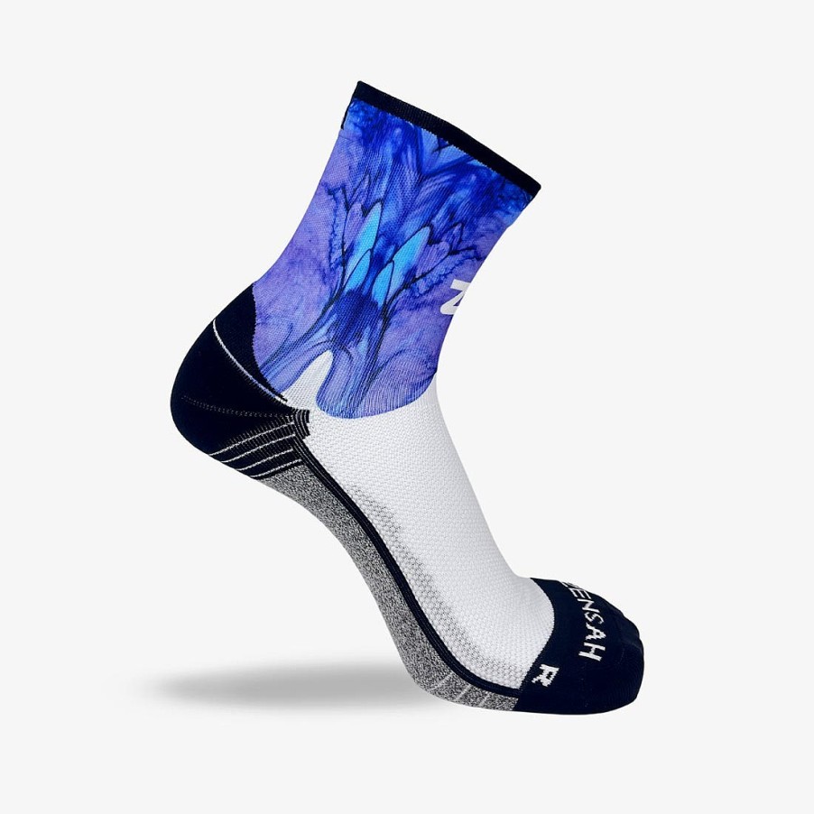 Limited Edition Zensah | Fluid Drips Socks (Mini-Crew) Blue/White