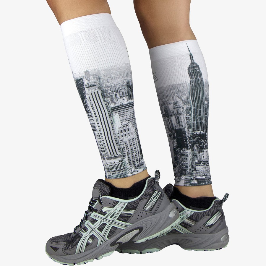 Men Zensah | Nyc Empire State Compression Leg Sleeves Greyscale