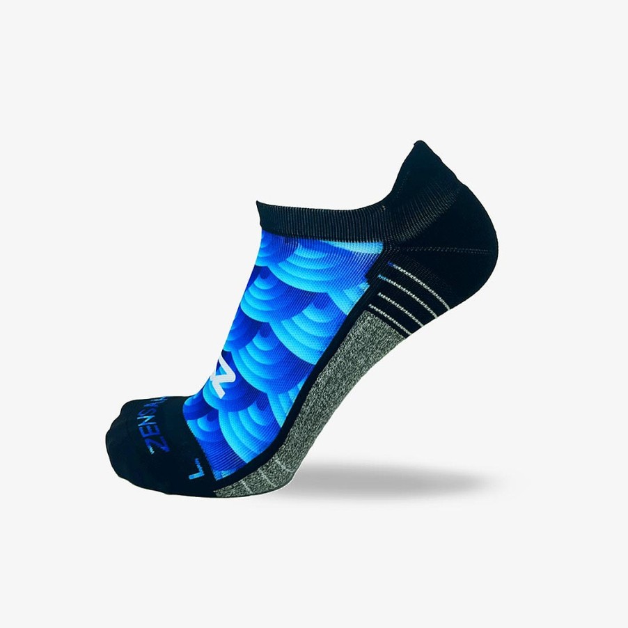 Limited Edition Zensah | Abstract Wavebows Running Socks (No Show) Blues