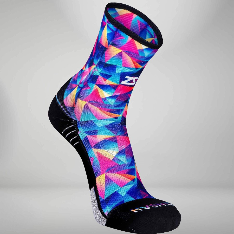 Men Zensah | Retro Triangles Socks (Mini Crew) Blue-Pink