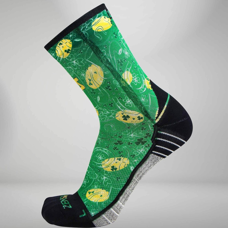 Men Zensah | St Patricks'S Doodle Socks (Mini-Crew) Green