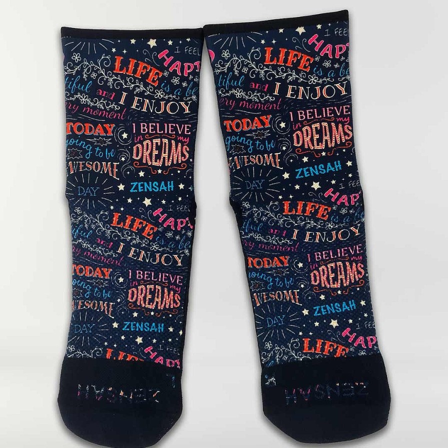 Men Zensah | Motivational Quotes Socks (Mini-Crew) Black