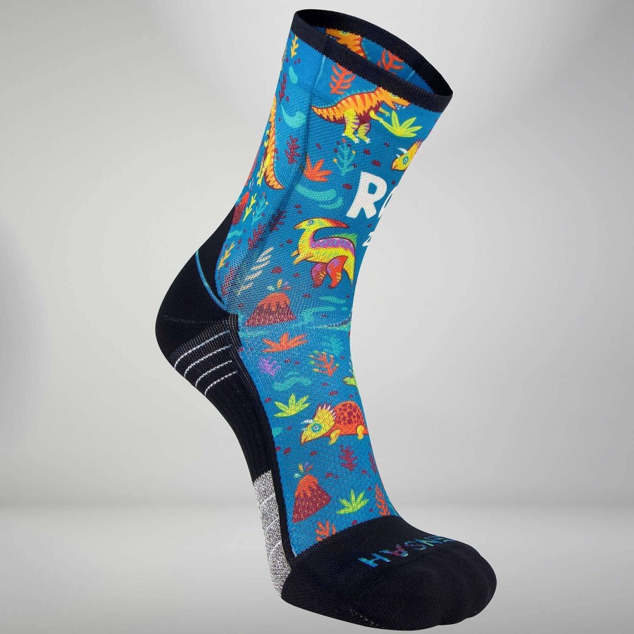 Limited Edition Zensah | Dinosaurs Socks (Mini Crew) Teal