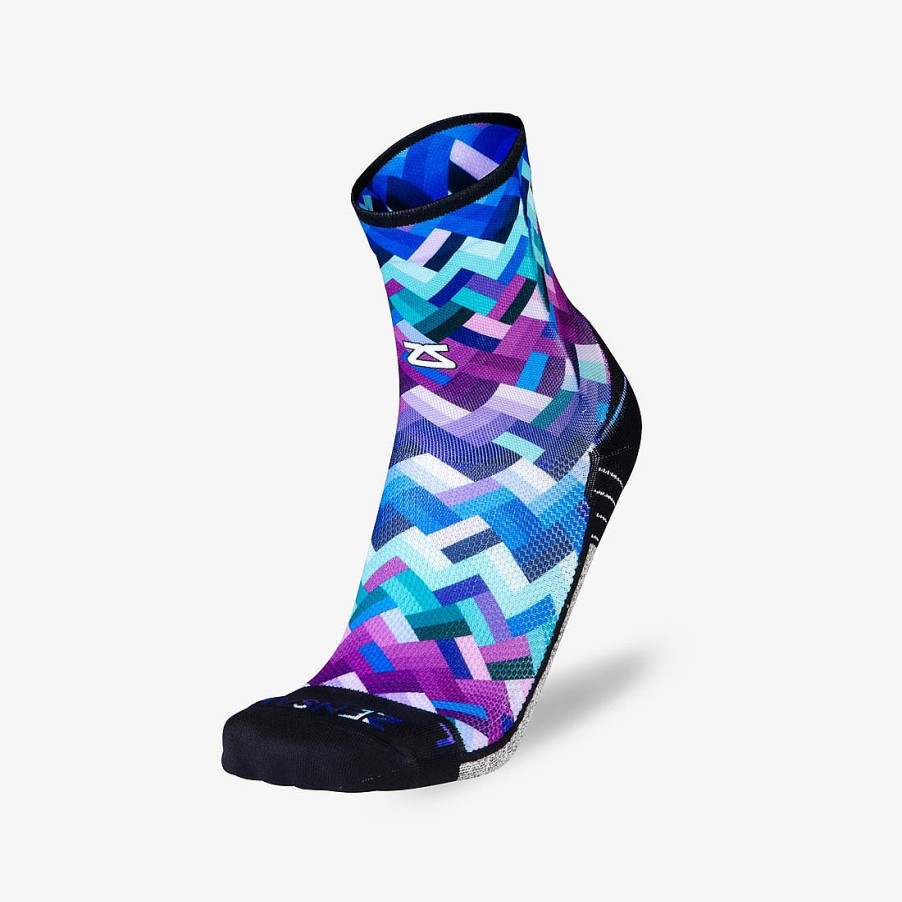 Men Zensah | Geo Waves Socks (Mini Crew) Blue-Purple