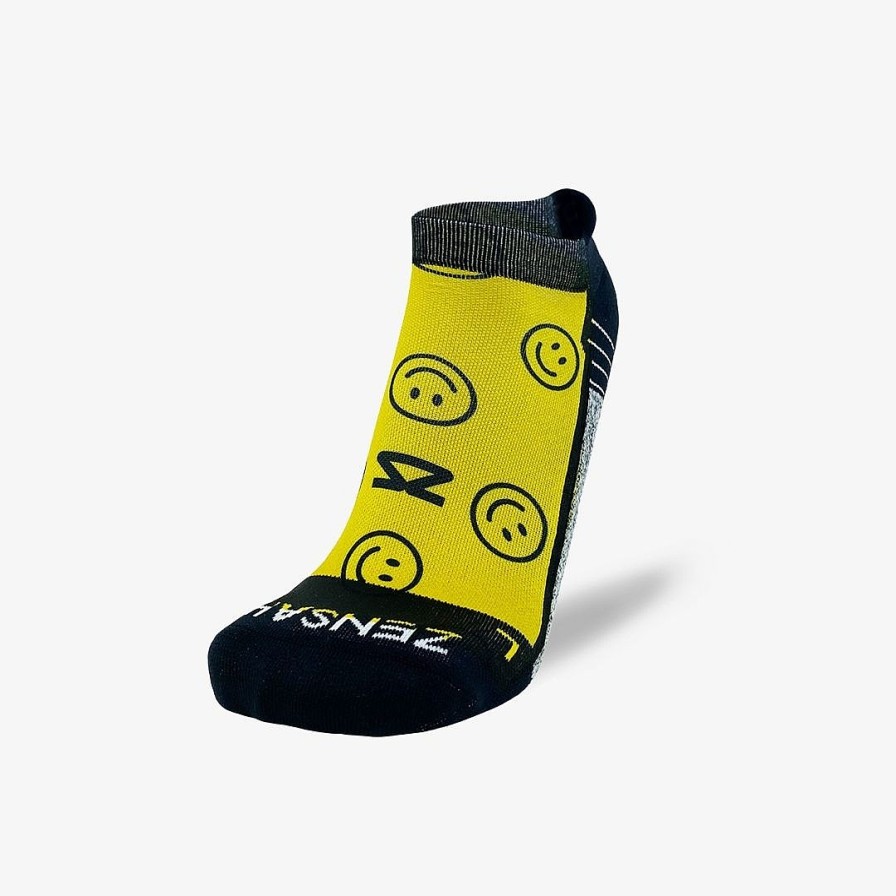 Men Zensah | Happy Faces Running Socks (No Show) Yellow