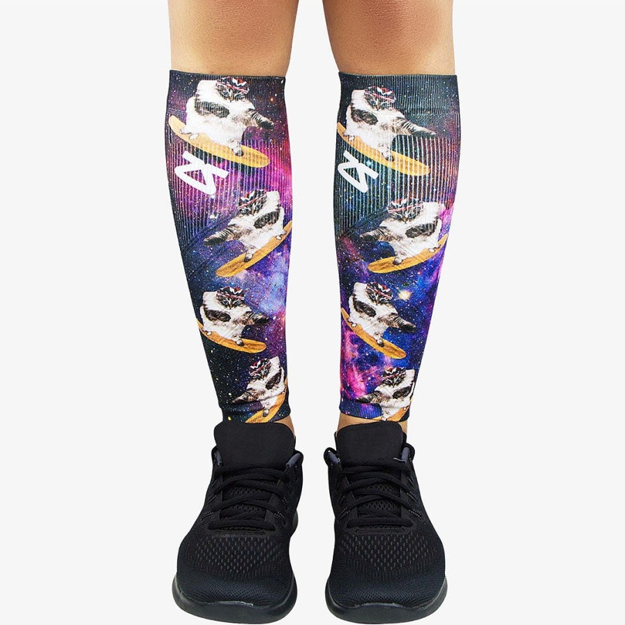 Limited Edition Zensah | Space Cats Compression Leg Sleeves Black-Purple