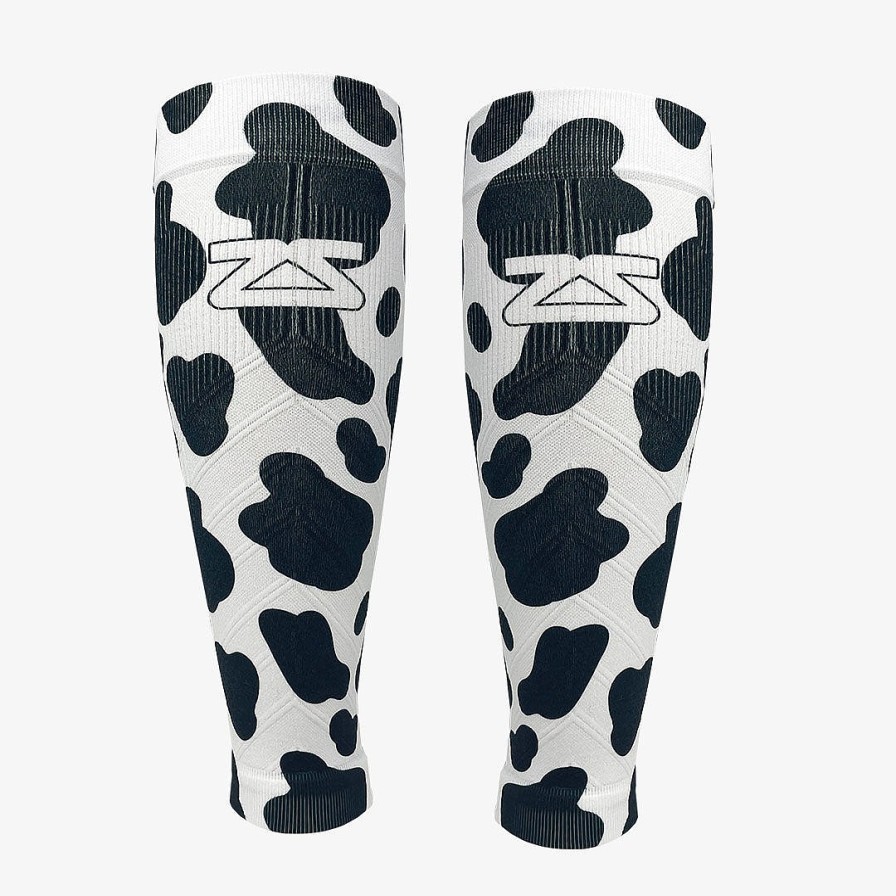 Limited Edition Zensah | Cow Print Compression Leg Sleeves White