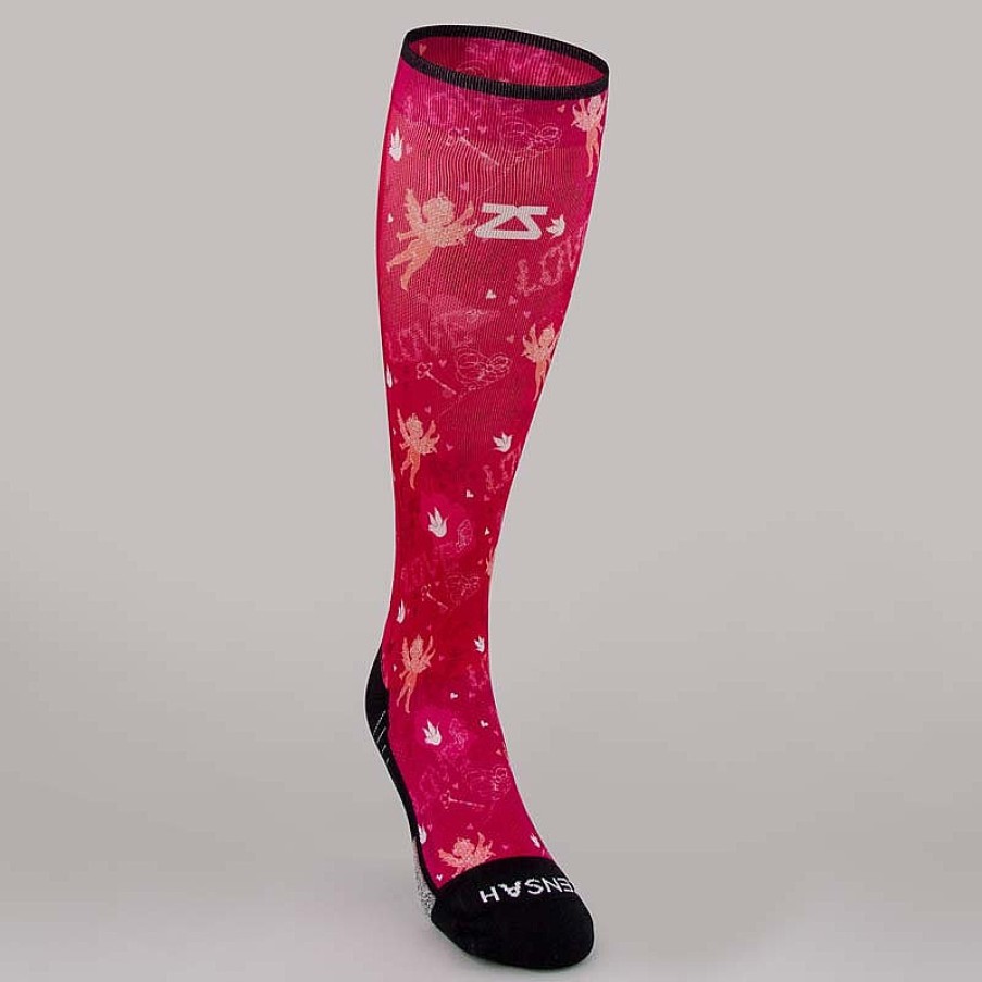 Limited Edition Zensah | Cupid Doodle Valentine'S Compression Socks (Knee-High) Magenta