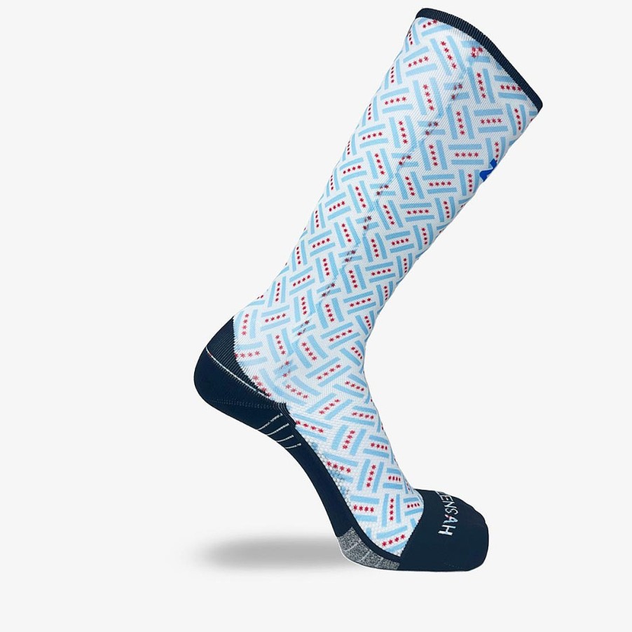 Limited Edition Zensah | Chicago Flags Compression Socks (Knee-High) White