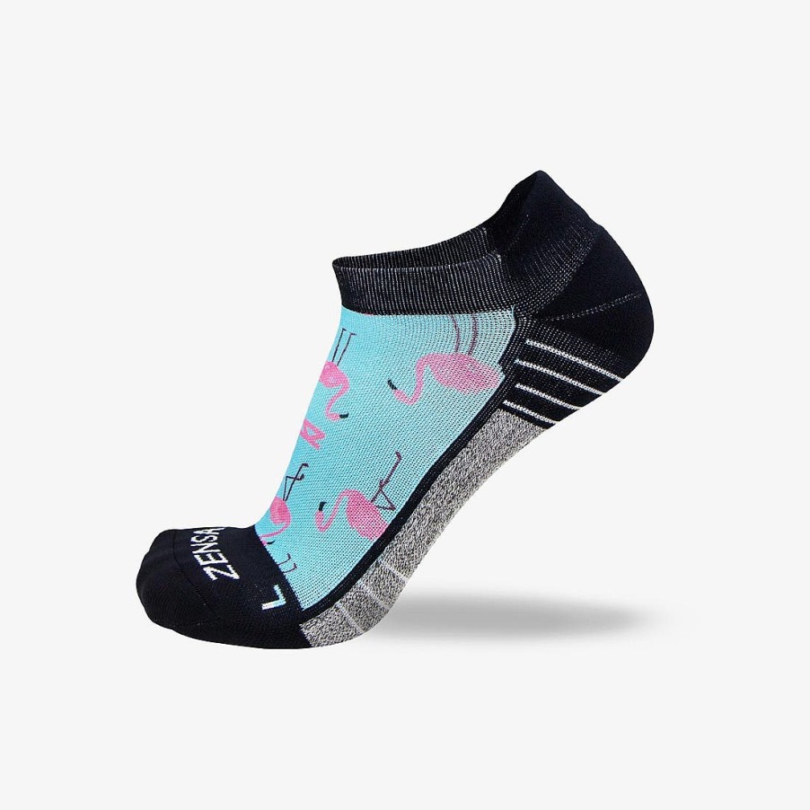 Men Zensah | Pink Flamingos Socks (No Show) Sky Blue