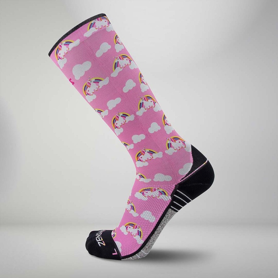 Limited Edition Zensah | Rainbow Unicorns Socks (Knee-High) Pink